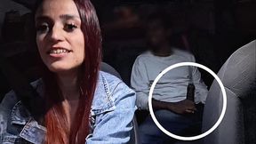 Slutty app driver catches passenger masturbating from behind!