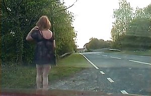 Outdoor crossdresser in lingerie