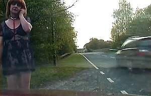 Outdoor crossdresser in lingerie