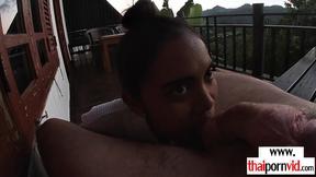 ”Petite amateur Thai teen Cherry sucking a heavy white prick”