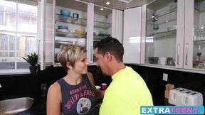 Tiny Mickey needs a little bit of help but she gets a cock