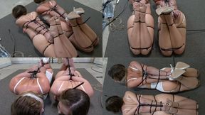 Sadistic Double Ziptie Trap FULL — Two Girls Identically Hogtied & Sponge-Gagged