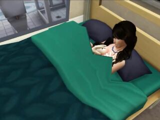 Johnny Depp bangs his fiancee Angelina Jolie in the red bedroom - sims 4 sex