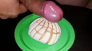 Cumming on my sweet mexican bread. Delicious.