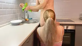 Hot Blonde Stepsister Fucks While Washing Dishes 4k (ep.2)