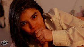 my girl gives me a passionate pov blowjob – sloppy deepthroat and swallow wearing a sexy open shirt - william and selena vega