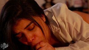 my girl gives me a passionate pov blowjob – sloppy deepthroat and swallow wearing a sexy open shirt - william and selena vega