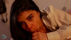 my girl gives me a passionate pov blowjob – sloppy deepthroat and swallow wearing a sexy open shirt - william and selena vega