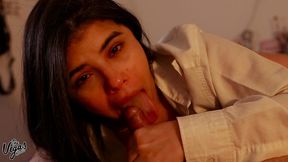 my girl gives me a passionate pov blowjob – sloppy deepthroat and swallow wearing a sexy open shirt - william and selena vega