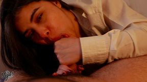 my girl gives me a passionate pov blowjob – sloppy deepthroat and swallow wearing a sexy open shirt - william and selena vega