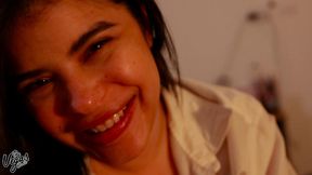 my girl gives me a passionate pov blowjob – sloppy deepthroat and swallow wearing a sexy open shirt - william and selena vega