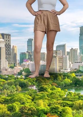 Crushing your pathetic city under my giant feet