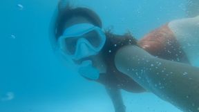 Underwater mask and snorkel swimming