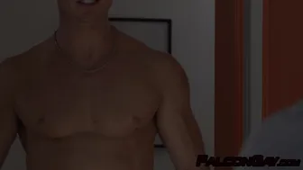 Trevor Brooks sneaks away for a bareback fuck with hung top Cade Maddox
