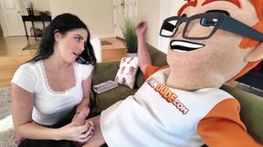 Luxury brunette works PornDude's meat with her precious feet and pussy
