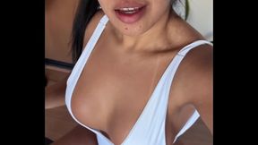 Good morning on the bike with Kriss Hotwife in a bikini