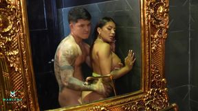 Wild Sex with the Waiter in the Restaurant Bathroom - Mariana Martix and Danner Mendez
