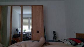 Jerking off in bed alone cumshot part 2