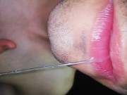 tongue, saliva, lengua , sloopy, sucking, escupir fetish, lengua larga y babeante primer plano