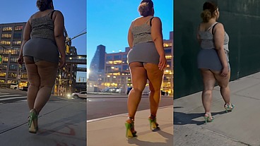 Boricua Leg Tease Queen - Mini Skirt - High Heels Stillettos- Walking Slow Motion- Crossed Legs Thick Thighs Puerto Rican Mami
