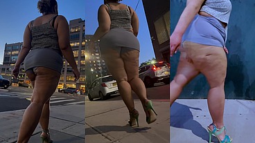 Boricua Leg Tease Queen - Mini Skirt - High Heels Stillettos- Walking Slow Motion- Crossed Legs Thick Thighs Puerto Rican Mami