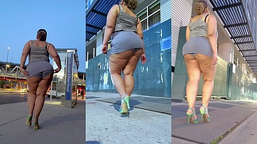 Boricua Leg Tease Queen - Mini Skirt - High Heels Stillettos- Walking Slow Motion- Crossed Legs Thick Thighs Puerto Rican Mami