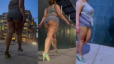 Boricua Leg Tease Queen - Mini Skirt - High Heels Stillettos- Walking Slow Motion- Crossed Legs Thick Thighs Puerto Rican Mami