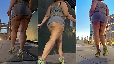 Boricua Leg Tease Queen - Mini Skirt - High Heels Stillettos- Walking Slow Motion- Crossed Legs Thick Thighs Puerto Rican Mami