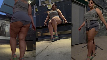 Boricua Leg Tease Queen - Mini Skirt - High Heels Stillettos- Walking Slow Motion- Crossed Legs Thick Thighs Puerto Rican Mami