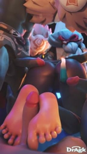 Shenhe Twerking teasing a Group of Hilichurls while giving a Footjob - Genshin Impact Hentai