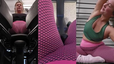 Sweaty British Pawg Gym Session Cameltoe Leggings Cleavage Jiggle and Big Ass