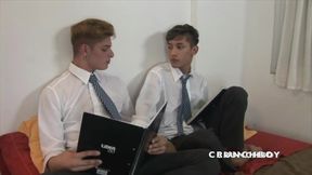 Two sexy Latino twinks fucking after the university