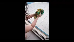 Busty babe undresses and gets a beauty handjob