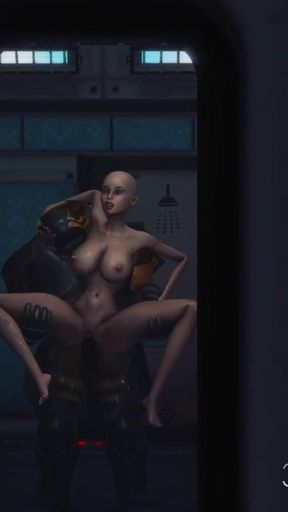 Alien sex at the Mars base camp! A hot horny woman gets the anal fucking