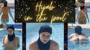 Hijab On, Floating In Pool Naked