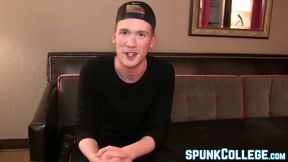 Naughty young gentleman tugging cock while playing anally