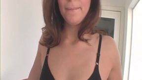 Horny Brunette Deepthroats Throbbing Cock and Fingers Dripping Pussy