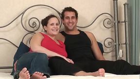 Amateur brunette with huge natural tits makes her first porno with her boyfriend