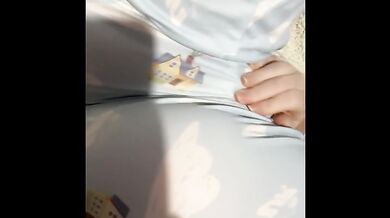 Young babysitter saturates her panties gushing desperate piss on dildo