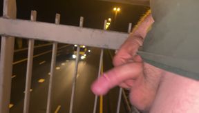 Jerking and flashing above a busy highway