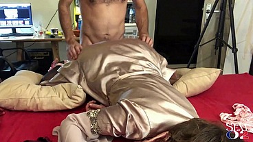 1740 (ip) - COMPILATION - French Slut in White Satin Dress, Satin Panties, Garter Belt, Blue Cotton Corset, Purple Nightie, Heels and Stockings, Blowjob, Rimming, Doggystyle Fuck, Dirty Talk
