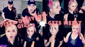 Pizza Delivery Girl Gets Messy
