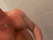 Quick flash of husbands cock in the shower
