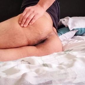 Horby bubble ass boy laying alone on bed showing smooth asshole