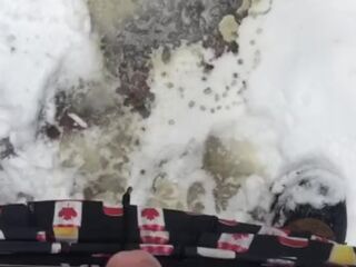 Backyard Pissing in the snow & then cumming into my hand to eat