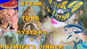 Oysters Beef steak canned Tuna Hotwife Pussy masturbation