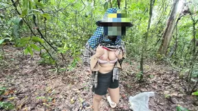 Thai girls walk and play to pick mushrooms in the forest, secretly showing in the deep forest. Clear Thai voice