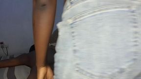 Bbw ebony girlfriend rides cowgirl on boyfriend