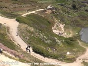 Teaser - Major nipslip over a busy scenic area (bonus slomo scene at end!)