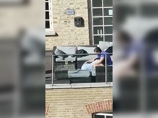 Amateur blow job on balcony